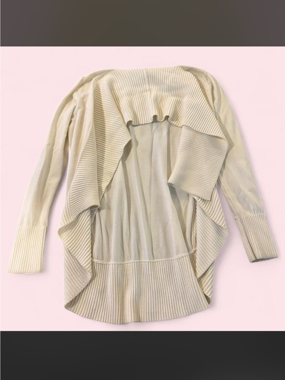 INC International Concepts Ivory Ribbed Waterfall Cardigan Size M